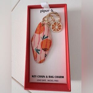 Piper K La Dolce Vita Orange and Gold Key Chain & Bag Charm